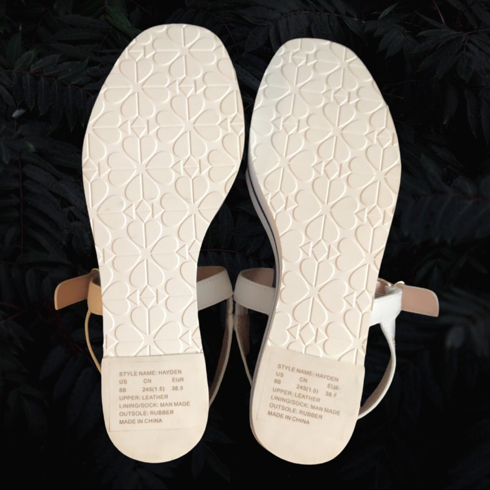 🌻Authentic Kate ♠️ Spade NY Navy & White Leather Platform Sandal Sz. 8B EU 38.5 - Picture 10 of 13